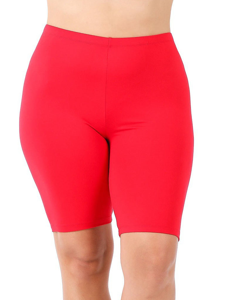 Elany Buttery Soft Plus Size Biker Shorts in Ruby