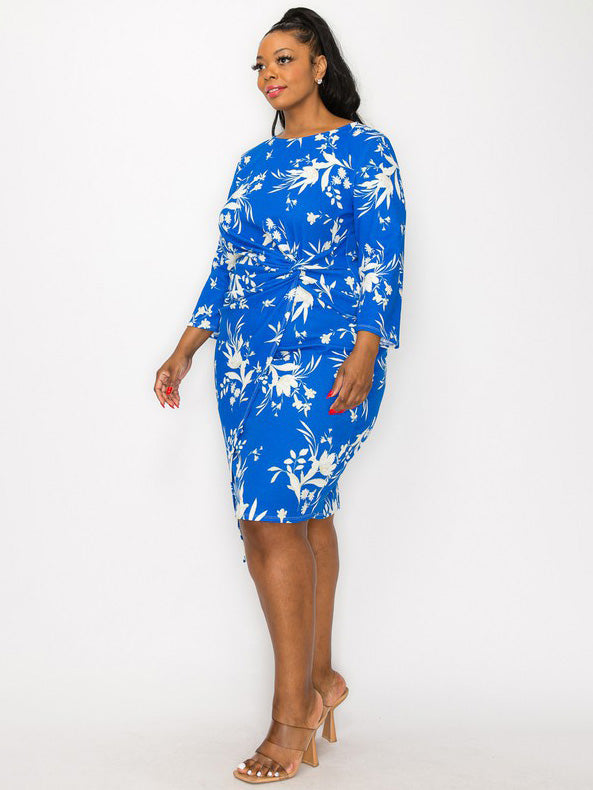 Charmaine Plus Size Cocktail Dress in Blue