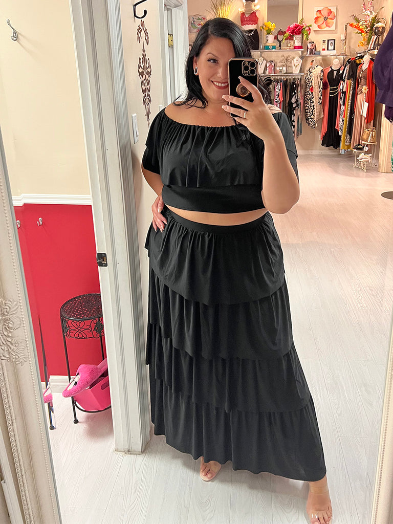 Ashley Plus Size Top and Maxi Skirt Set