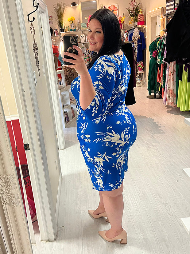 Charmaine Plus Size Cocktail Dress in Blue