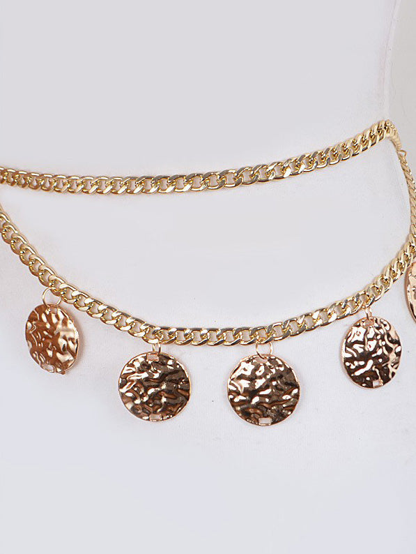 Plus Size Chain Belt with Hammered Discs