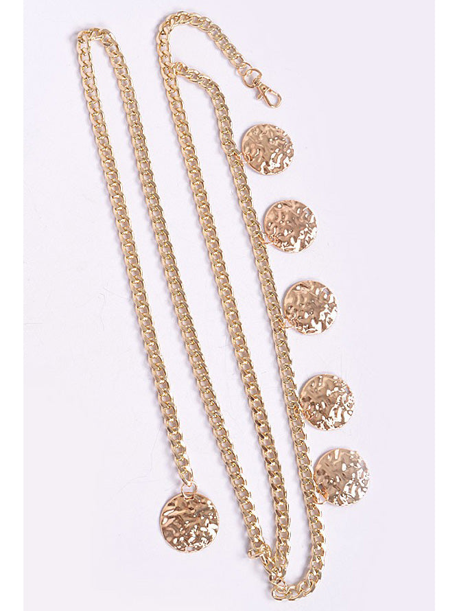 Plus Size Chain Belt with Hammered Discs