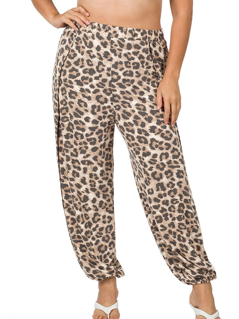 Lola Plus Size Side Split Pant in Leopard