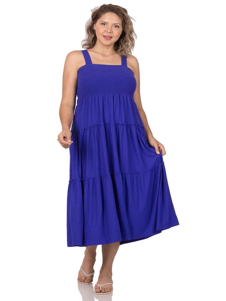 Selena Plus Size Tiered Summer Dress in Royal Blue
