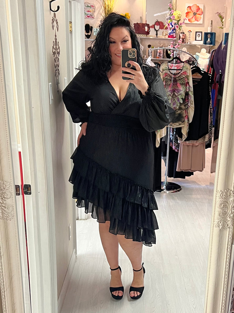 Rita Plus Size Party Dress in Black