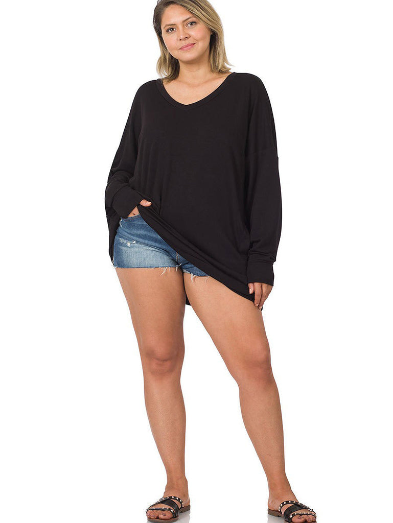 Nellie Plus Size French Terry Sweatshirt in Black
