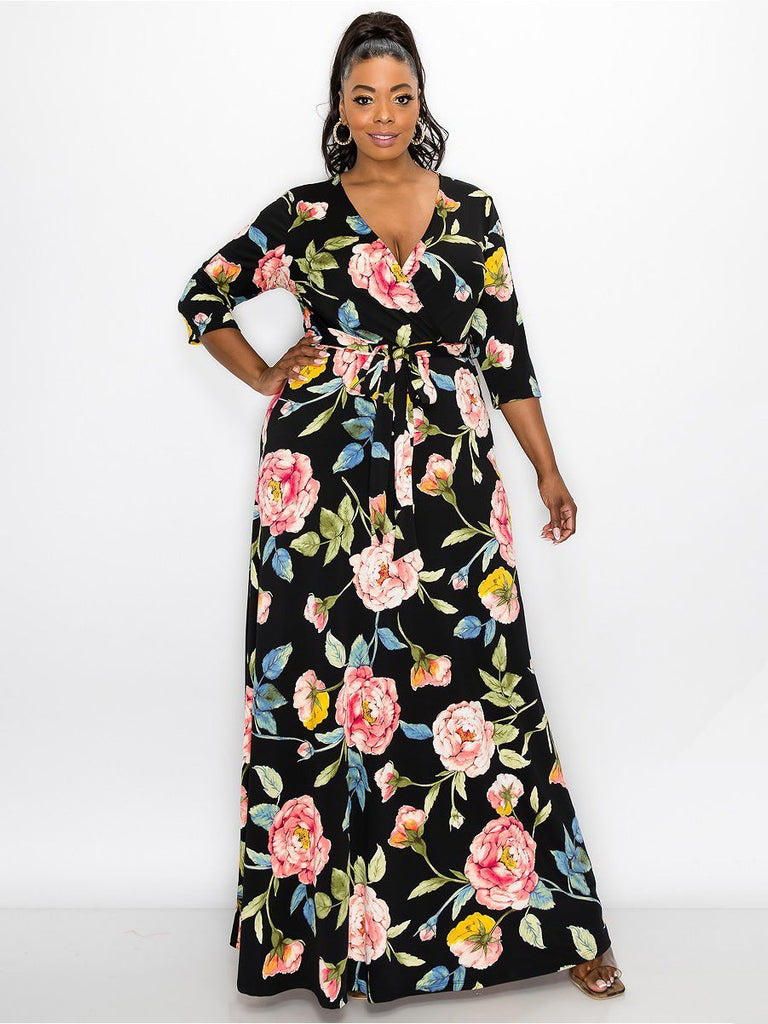 Signature Plus Size Maxi Dress in Floral Eclipse