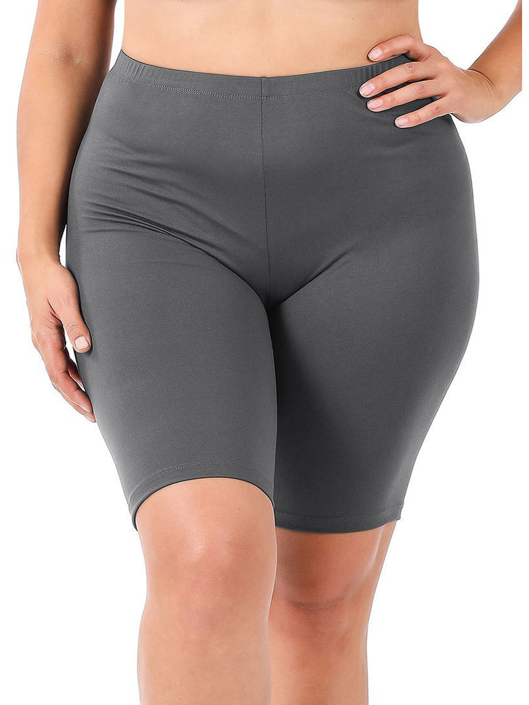 Elany Buttery Soft Plus Size Biker Shorts in Grey