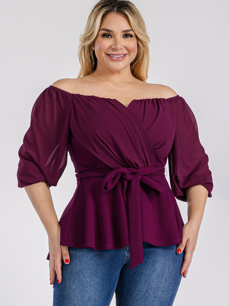 Tina Plus Size Top with Chiffon Sleeves