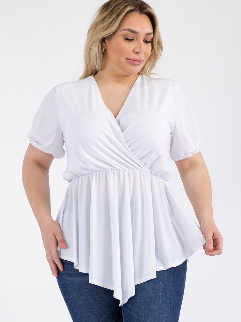 Evelyne Plus Size Pointed Top in White