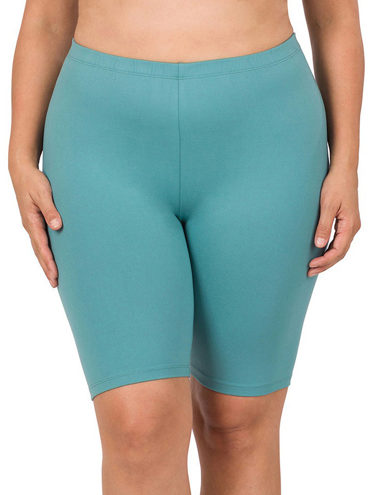 Elany Buttery Soft Plus Size Biker Shorts in Dusty Teal