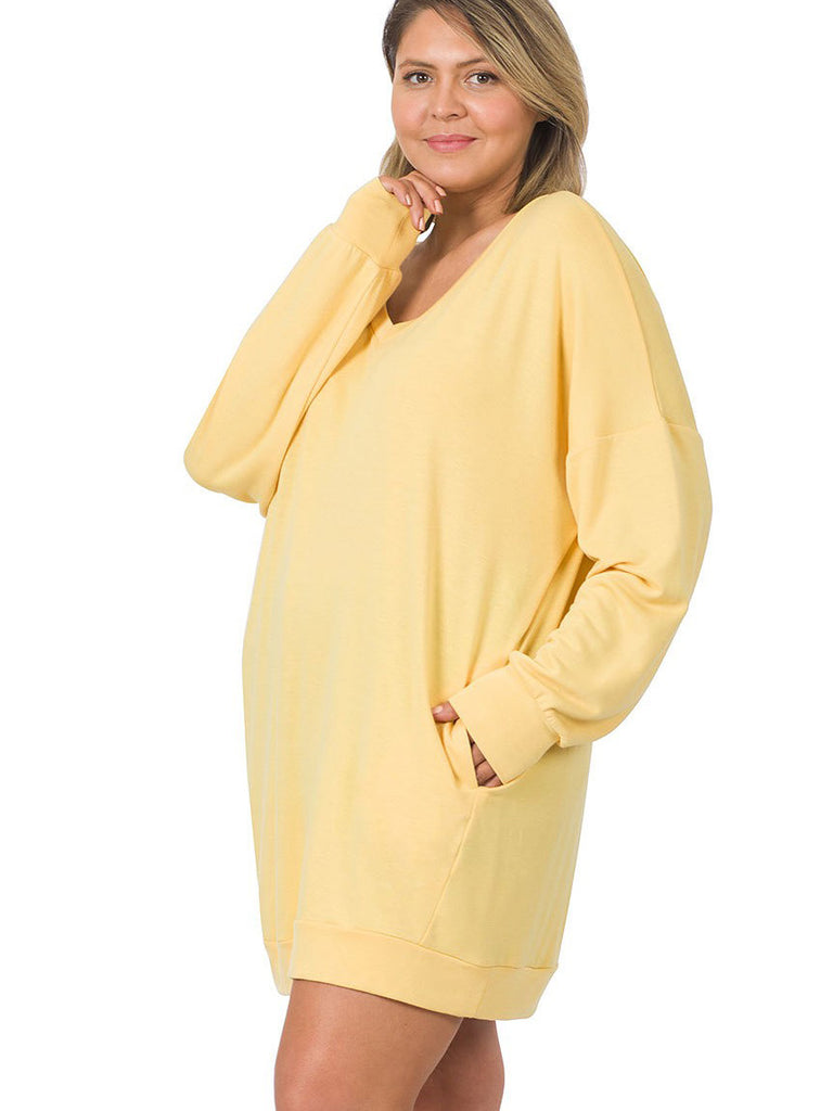 Nellie Plus Size French Terry Sweatshirt in Banana