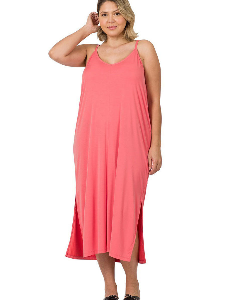 Bianca Plus Size Midi Dress in Desert Rose