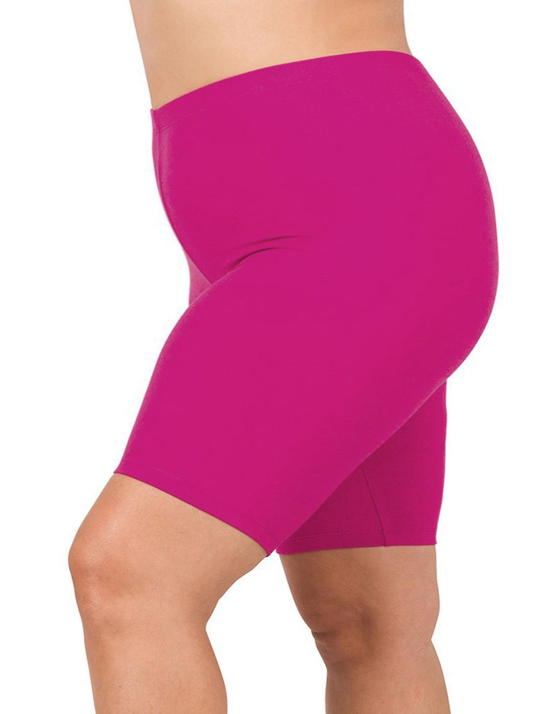 Elany Buttery Soft Plus Size Biker Shorts in Magenta