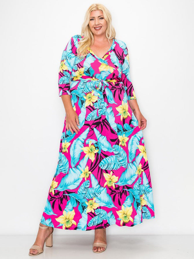 Signature Plus Size Maxi Dress in Tropical Brights