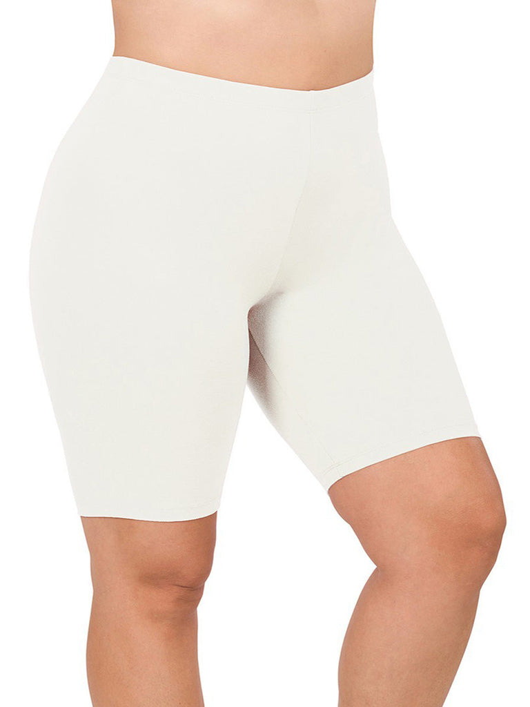 Elany Buttery Soft Plus Size Biker Shorts in Ivory
